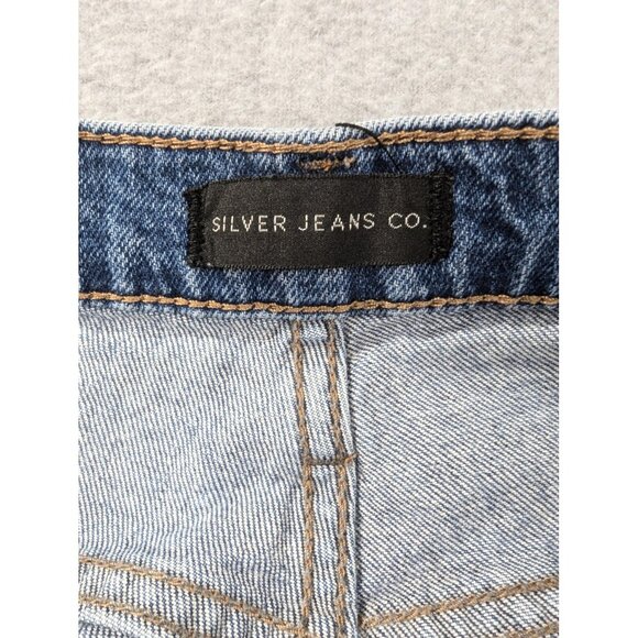 Silver Jeans Co Frisco Straight Crop Jeans Womens 16 Blue Distressed Raw Hem - Picture 11 of 13